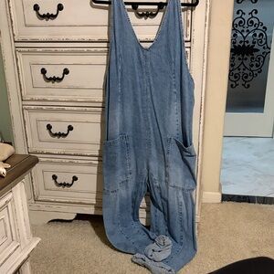 FP Movement by Free People Light Blue Denim Overalls